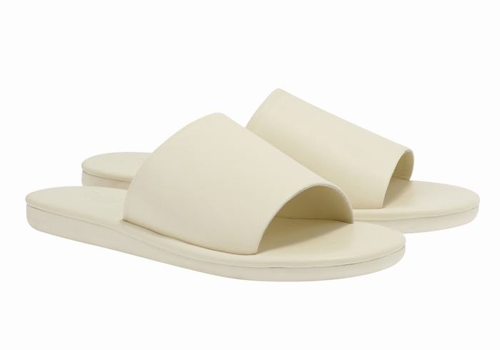 Ancient Greek Sandals Cerastes Women Slide Sandals White | SVF7976OY