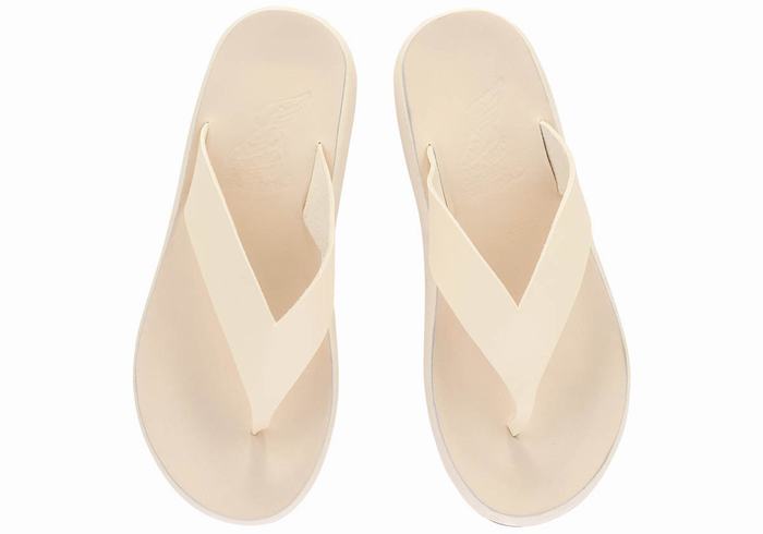 Ancient Greek Sandals Charys Comfort Women Flip Flops White | UCW792VX