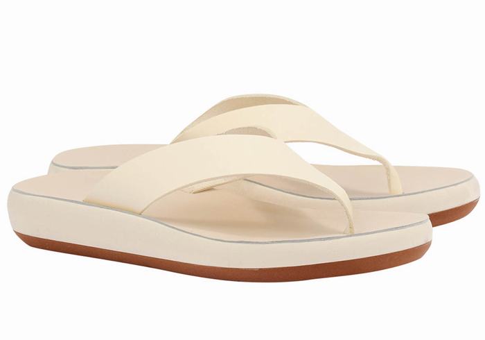 Ancient Greek Sandals Charys Comfort Women Flip Flops White | UCW792VX