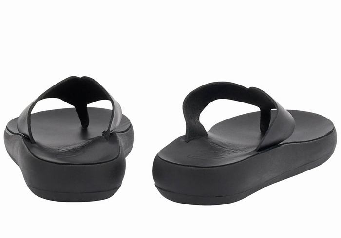 Ancient Greek Sandals Charys Comfort Women Flip Flops Black | OCI9498JT