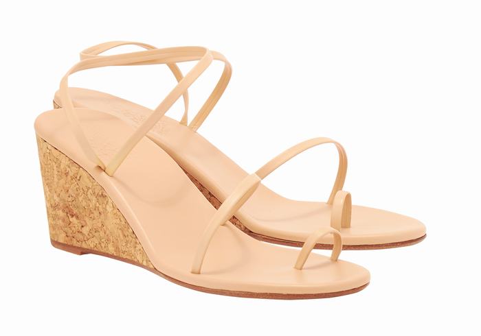 Ancient Greek Sandals Chora Mid Women Wedge Sandals Beige | NEP6836NV