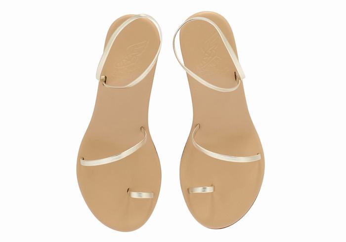 Ancient Greek Sandals Chora Mid Women Wedge Sandals Gold White | THX311AI