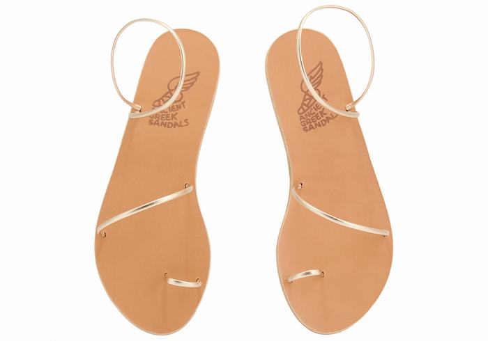 Ancient Greek Sandals Chora Women Toe-Post Sandals Gold White | MZC2362MV