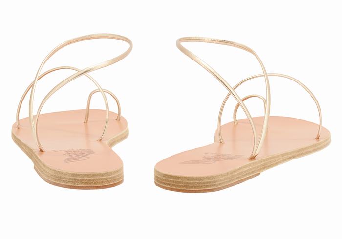 Ancient Greek Sandals Chora Women Toe-Post Sandals Gold White | MZC2362MV