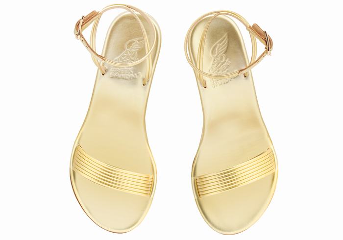 Ancient Greek Sandals Chrismos Women Wedge Sandals Gold | CRZ238HB