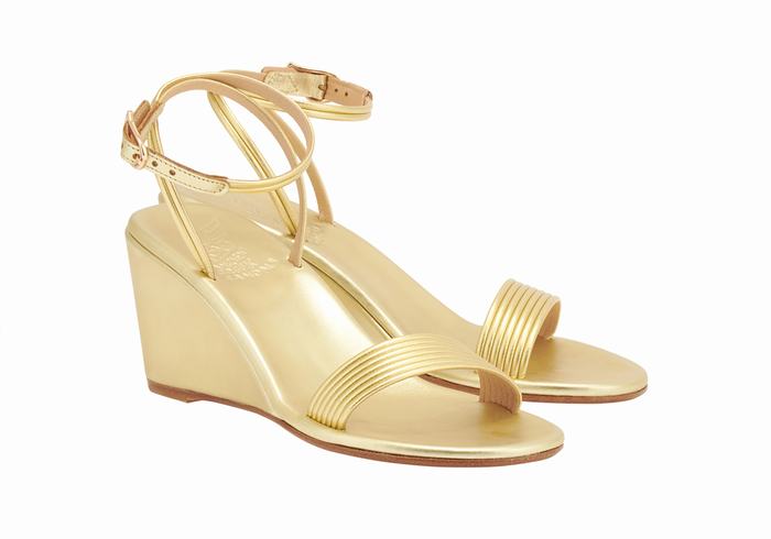 Ancient Greek Sandals Chrismos Women Wedge Sandals Gold | CRZ238HB