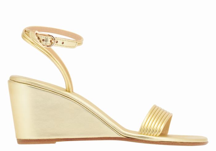 Ancient Greek Sandals Chrismos Women Wedge Sandals Gold | CRZ238HB