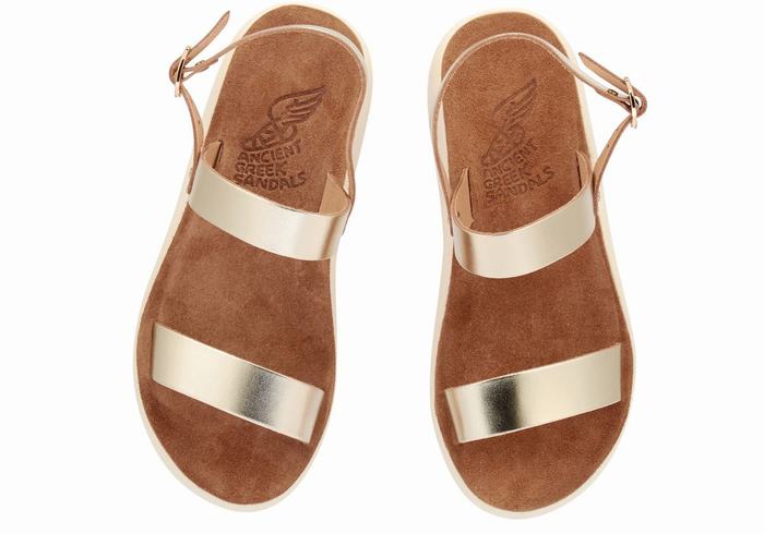 Ancient Greek Sandals Clio Comfort Women Casual Sandals Gold White | WGH9543BR