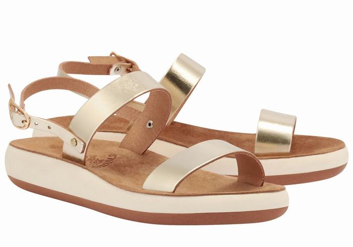 Ancient Greek Sandals Clio Comfort Women Casual Sandals Gold White | WGH9543BR