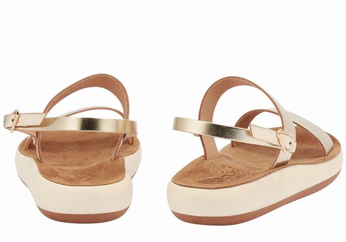 Ancient Greek Sandals Clio Comfort Women Casual Sandals Gold White | WGH9543BR