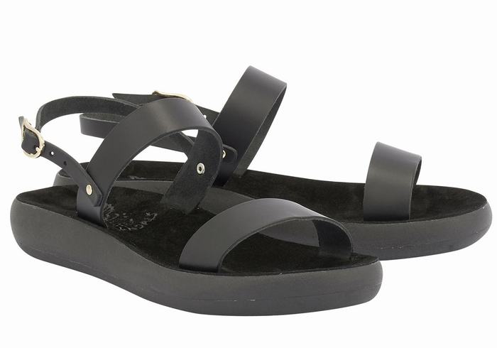 Ancient Greek Sandals Clio Comfort Women Casual Sandals Black | QHZ9233PX