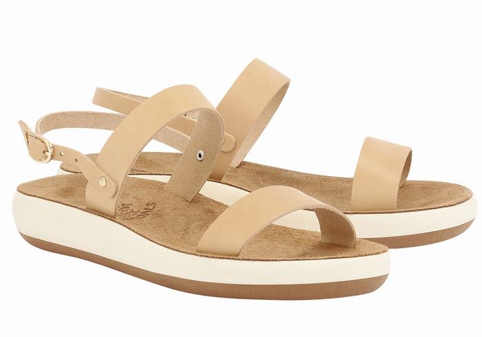 Ancient Greek Sandals Clio Comfort Women Casual Sandals Beige | WLI643ZI