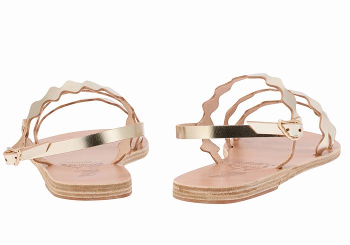 Ancient Greek Sandals Clio Onda Women Back-Strap Sandals Gold White | GIE377WZ