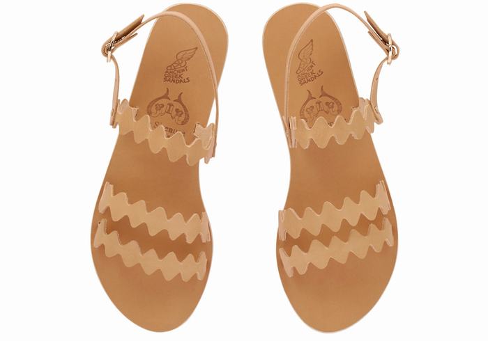 Ancient Greek Sandals Clio Onda Women Back-Strap Sandals Beige | EMO583UI