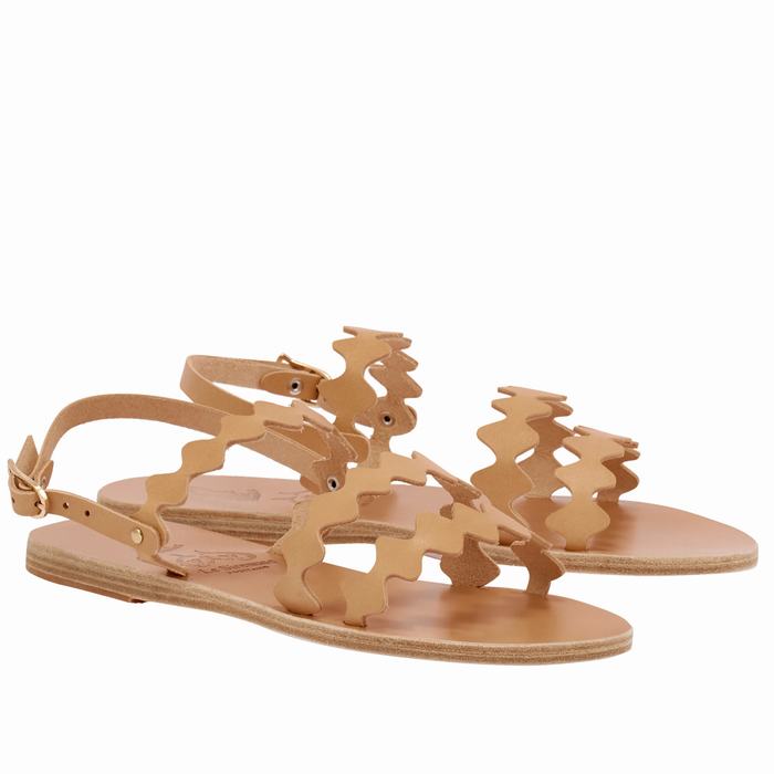 Ancient Greek Sandals Clio Onda Women Back-Strap Sandals Beige | EMO583UI