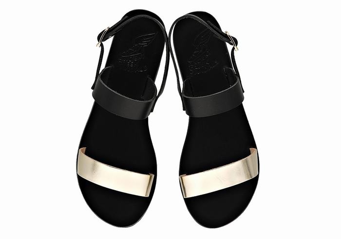 Ancient Greek Sandals Clio Women Back-Strap Sandals Black Gold White | HTX319EC