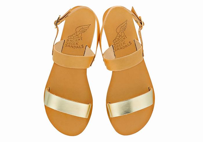 Ancient Greek Sandals Clio Women Back-Strap Sandals Beige Gold White | JBX6012TU