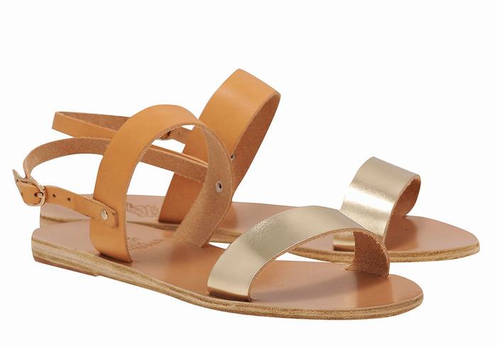 Ancient Greek Sandals Clio Women Back-Strap Sandals Beige Gold White | JBX6012TU