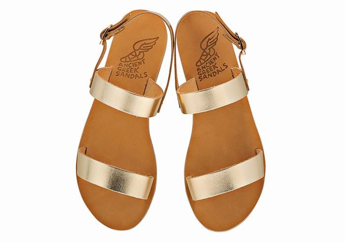 Ancient Greek Sandals Clio Women Back-Strap Sandals Gold White | DHJ1522PP