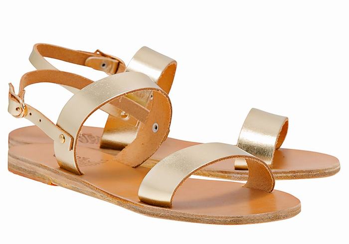 Ancient Greek Sandals Clio Women Back-Strap Sandals Gold White | DHJ1522PP