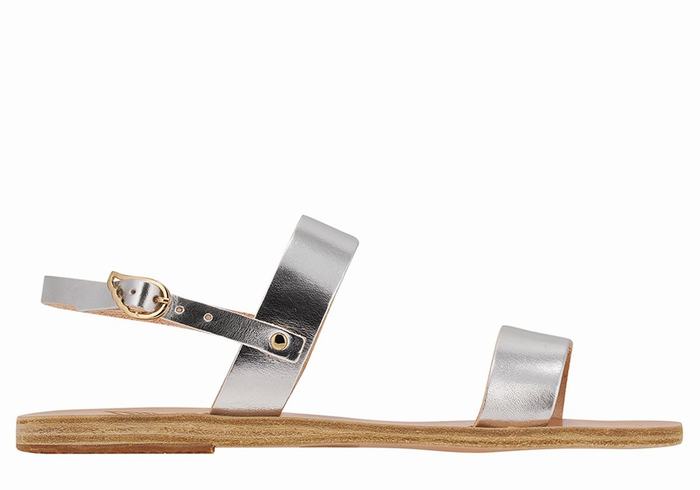 Ancient Greek Sandals Clio Women Back-Strap Sandals Silver | IQJ2910NS