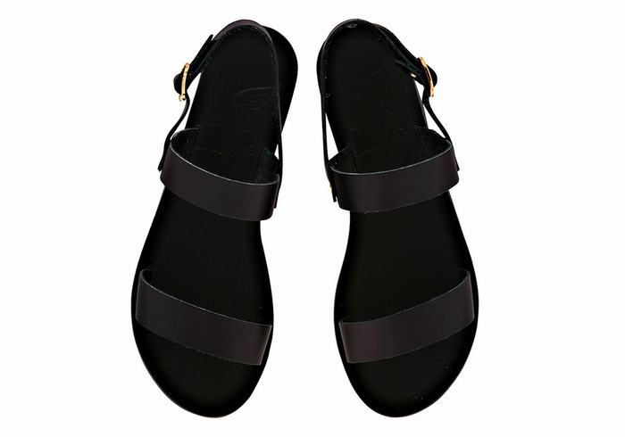 Ancient Greek Sandals Clio Women Back-Strap Sandals Black | BQX6559ZR