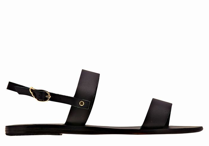 Ancient Greek Sandals Clio Women Back-Strap Sandals Black | BQX6559ZR