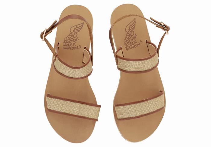 Ancient Greek Sandals Clio Women Casual Sandals Beige Brown | CUN2220TQ