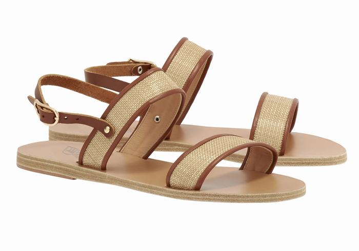 Ancient Greek Sandals Clio Women Casual Sandals Beige Brown | CUN2220TQ