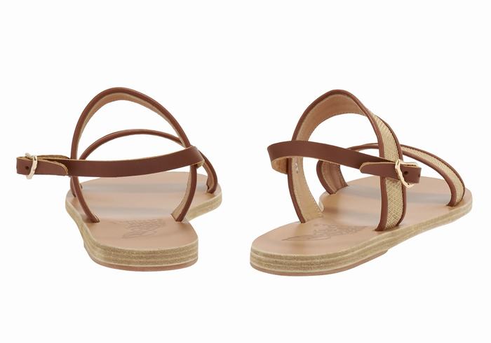 Ancient Greek Sandals Clio Women Casual Sandals Beige Brown | CUN2220TQ