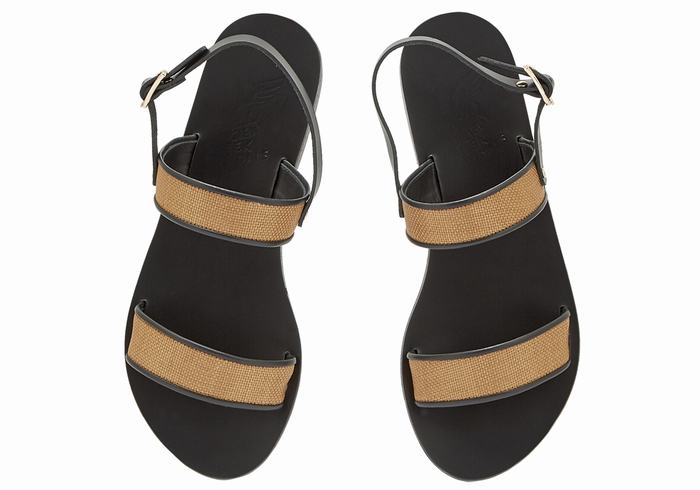 Ancient Greek Sandals Clio Women Casual Sandals Brown Black | LQW3325CJ