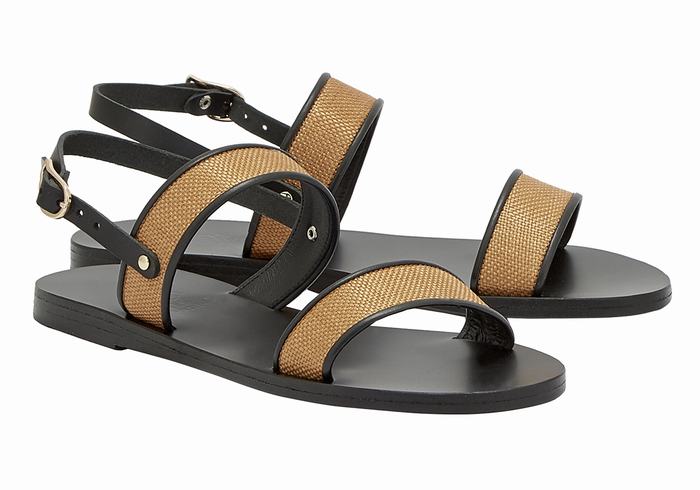 Ancient Greek Sandals Clio Women Casual Sandals Brown Black | LQW3325CJ