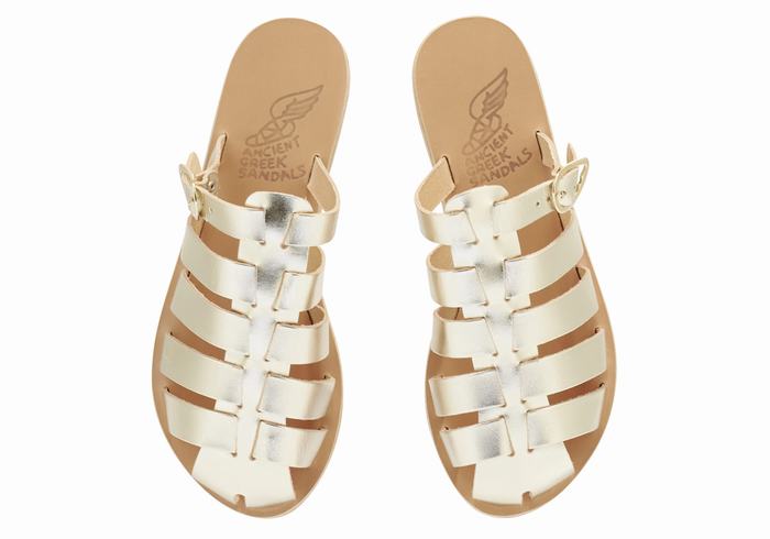 Ancient Greek Sandals Cosmia Women Fisherman Sandals Gold White | SJH5867PX