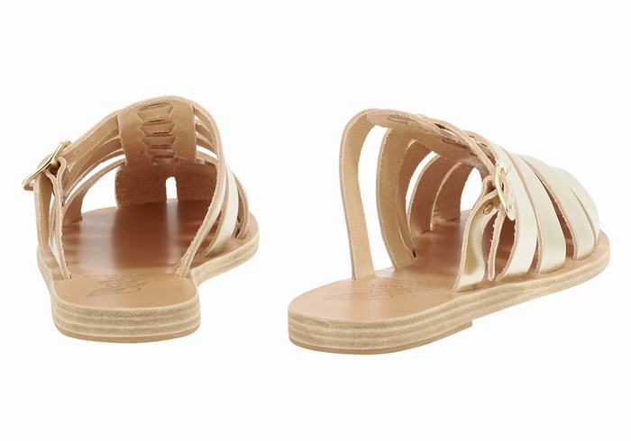 Ancient Greek Sandals Cosmia Women Fisherman Sandals Gold White | SJH5867PX