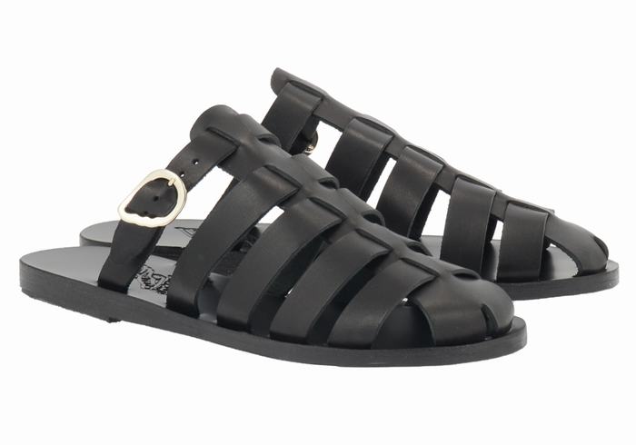 Ancient Greek Sandals Cosmia Women Fisherman Sandals Black | WLA5747RN