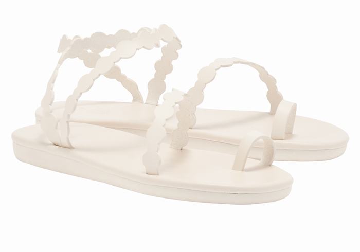 Ancient Greek Sandals Cronos Women Toe-Post Sandals White | SVC406SI