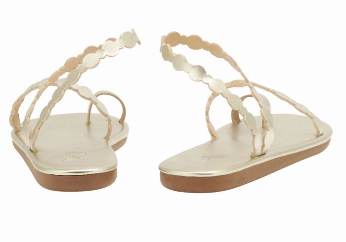 Ancient Greek Sandals Cronos Women Toe-Post Sandals Gold White | TPS2177MD