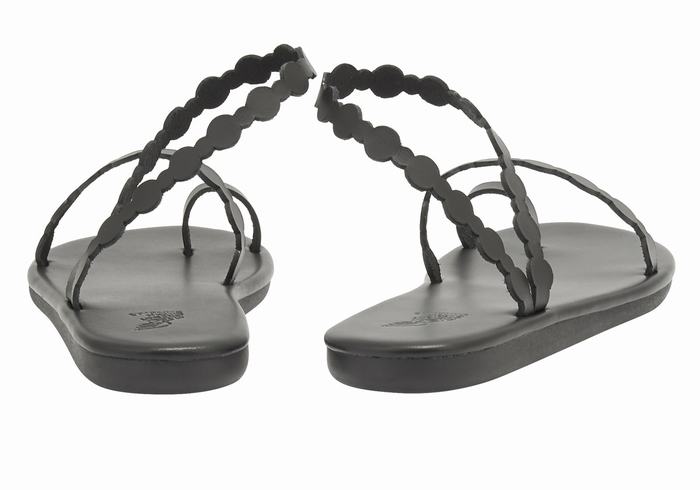 Ancient Greek Sandals Cronos Women Toe-Post Sandals Black | LKI2183LZ