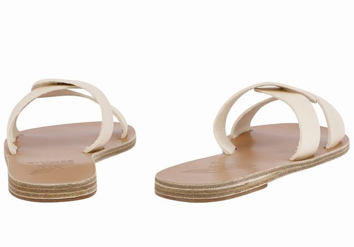 Ancient Greek Sandals Desmos Women Slide Sandals White | LHX1511JL