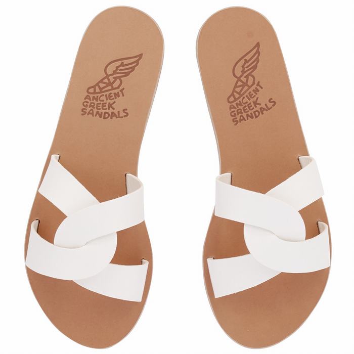 Ancient Greek Sandals Desmos Women Slide Sandals White | SOD256EW