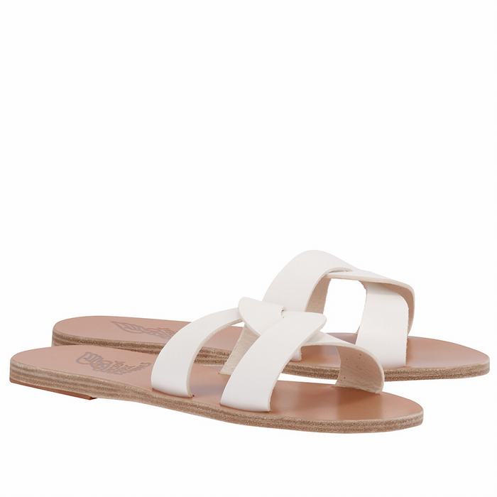 Ancient Greek Sandals Desmos Women Slide Sandals White | SOD256EW