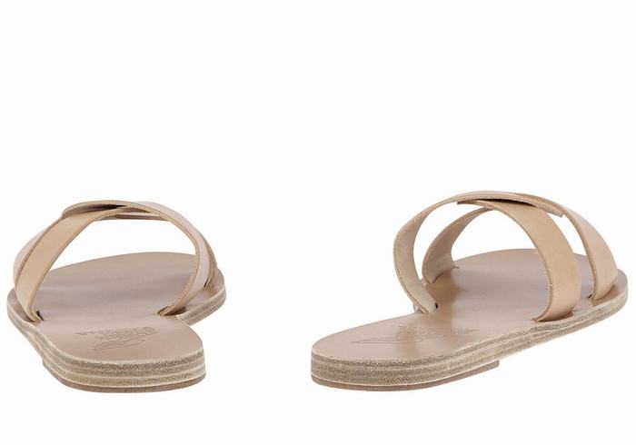 Ancient Greek Sandals Desmos Women Slide Sandals Beige | BPZ374TU