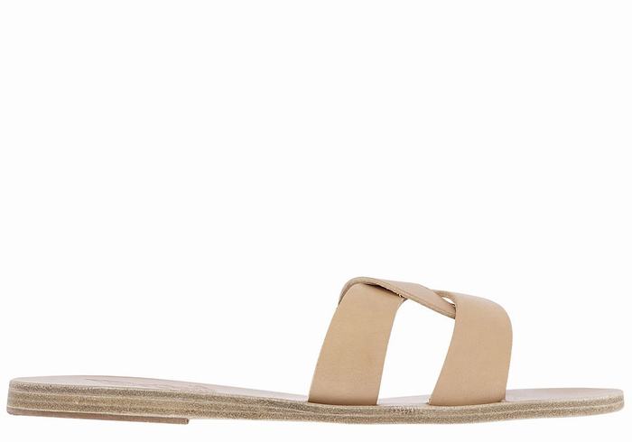 Ancient Greek Sandals Desmos Women Slide Sandals Beige | BPZ374TU