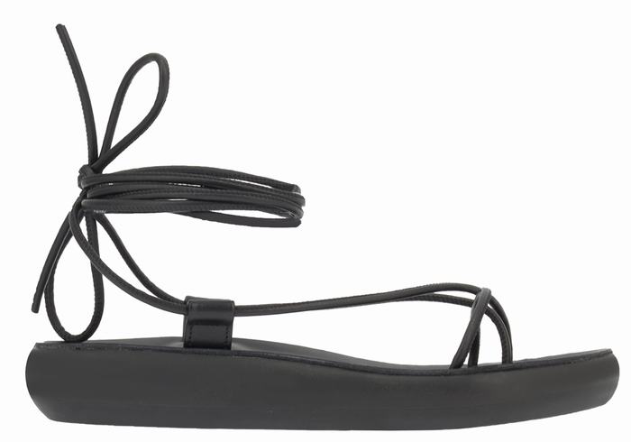 Ancient Greek Sandals Diakopes Comfort Women Gladiator Sandals Black | AKB5426PG