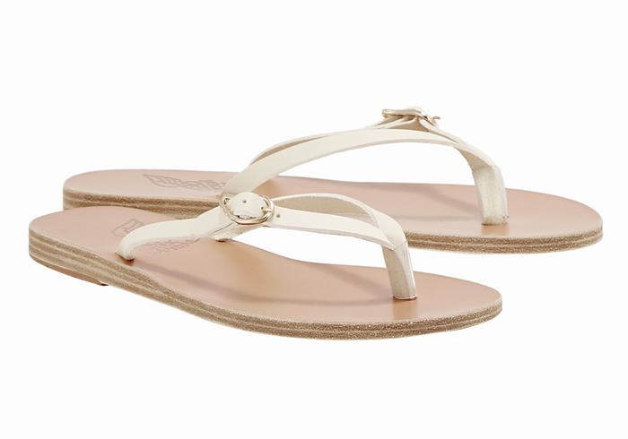 Ancient Greek Sandals Dihalo Leather Women Flip Flops White | GSS5952KD