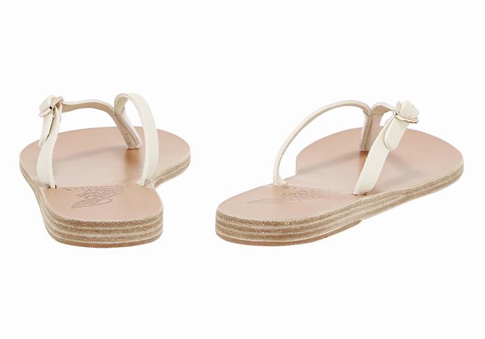 Ancient Greek Sandals Dihalo Leather Women Flip Flops White | GSS5952KD