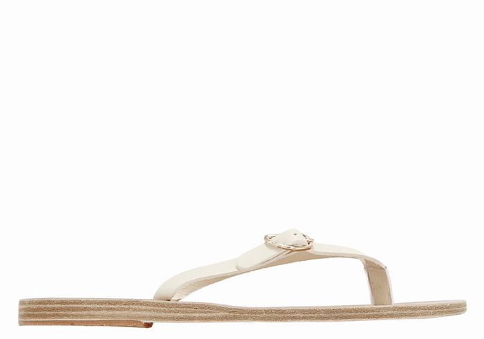 Ancient Greek Sandals Dihalo Leather Women Flip Flops White | GSS5952KD