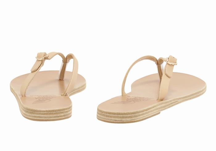 Ancient Greek Sandals Dihalo Leather Women Flip Flops Beige | UGK6975DP