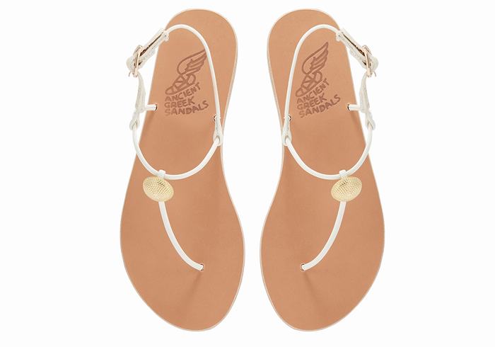 Ancient Greek Sandals Dimitra Flip Flop Women Back-Strap Sandals White | YDE6636QV