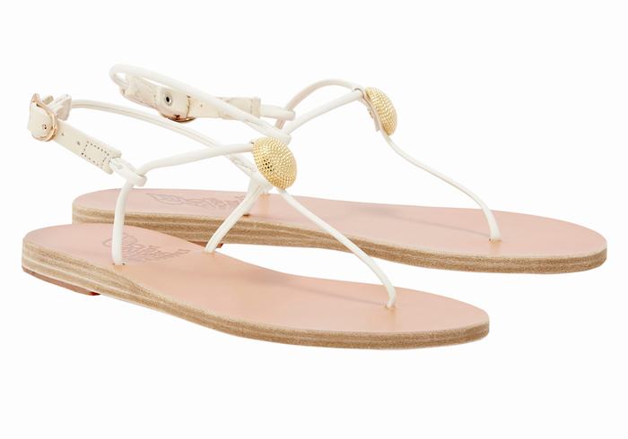 Ancient Greek Sandals Dimitra Flip Flop Women Back-Strap Sandals White | YDE6636QV